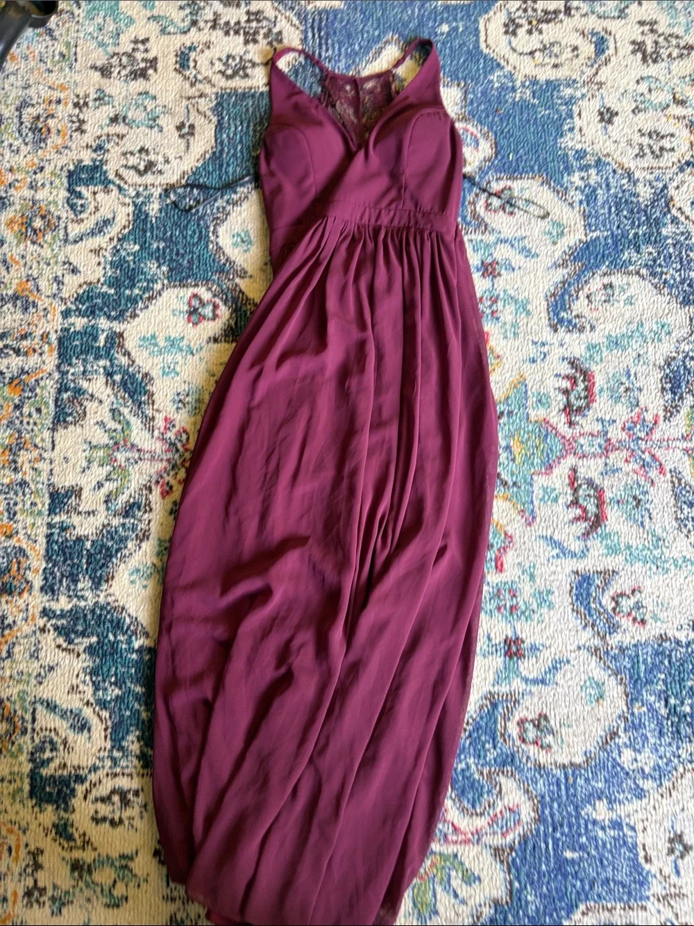 Lulu's Plum Lace-Back Maxi Dress - Picture 1 of 3